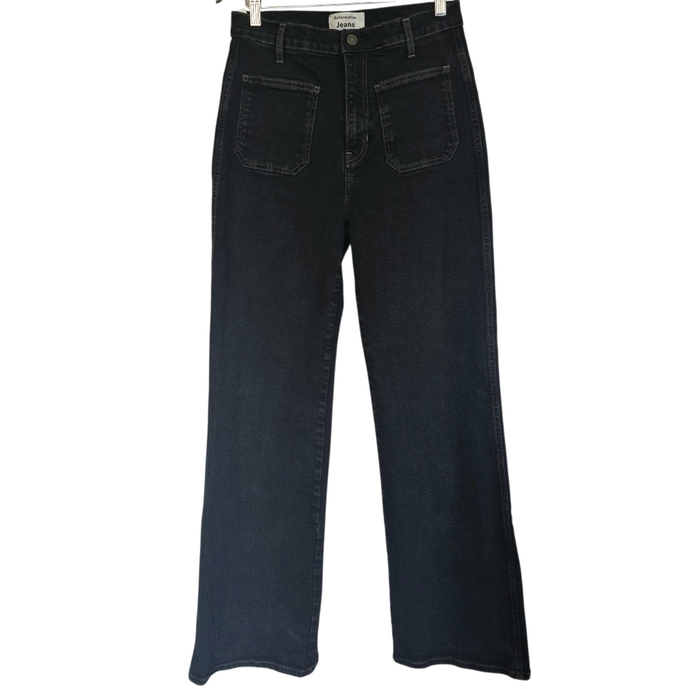Reformation Alyssa High Rise Wide Leg Long Stretch Denim Jeans Size 29